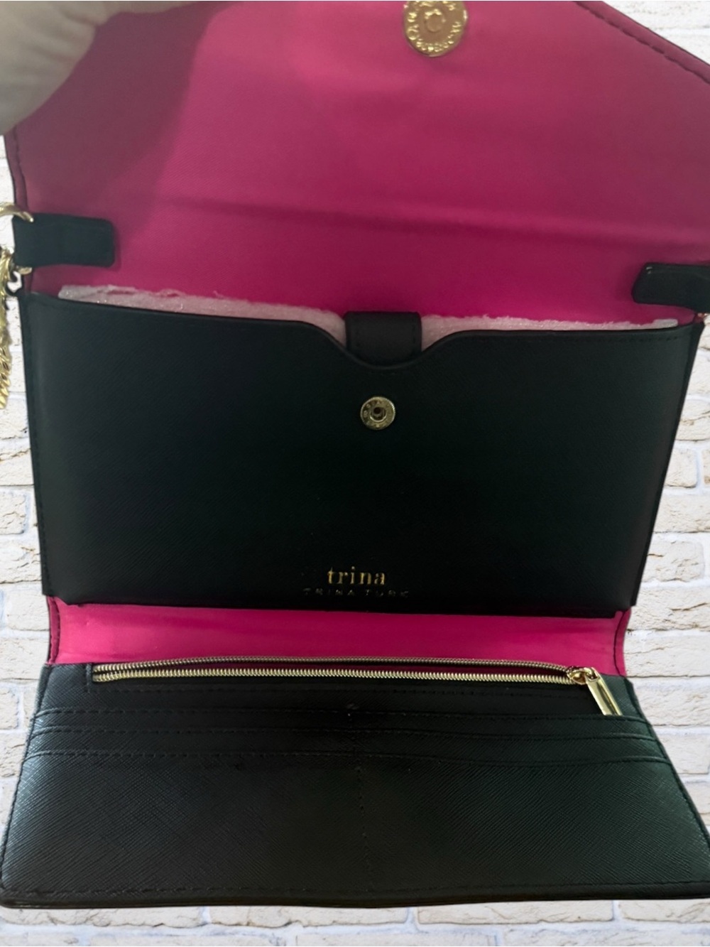 NWT Trina Turk Pink & Navy Crossbody Clutch Wallet - Picture 5 of 5